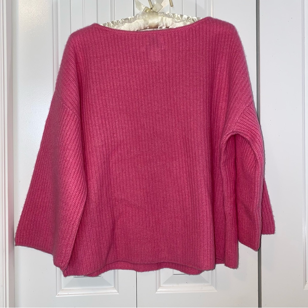 Nicole Miller Pink Merino Wool and Cashmere 3/4 Sleeve Knit Sweater - Picture 4 of 10